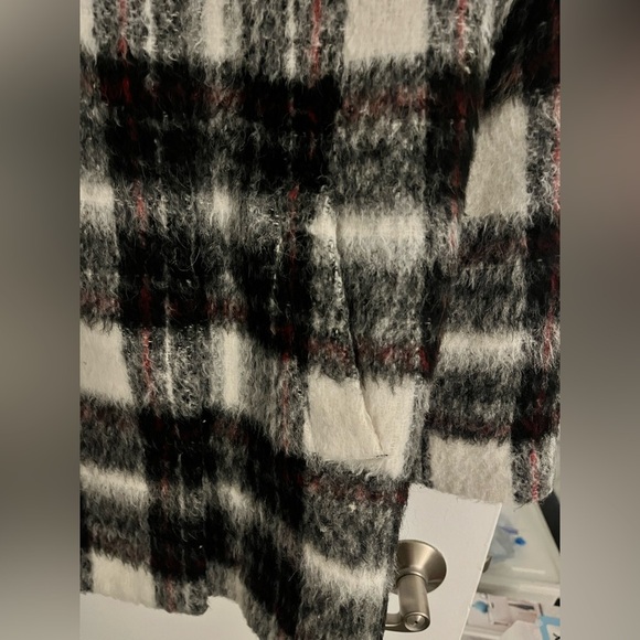 Banana Republic Italian fabric wool blend cost women size small plaid red gray - Picture 3 of 16